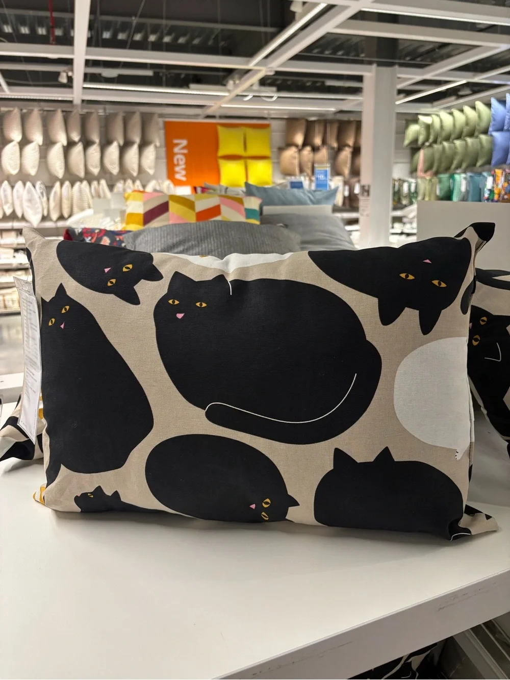 IKEA Black Cat Pattern Cushion pillow Cover for bed or sofa adorable kitty kats